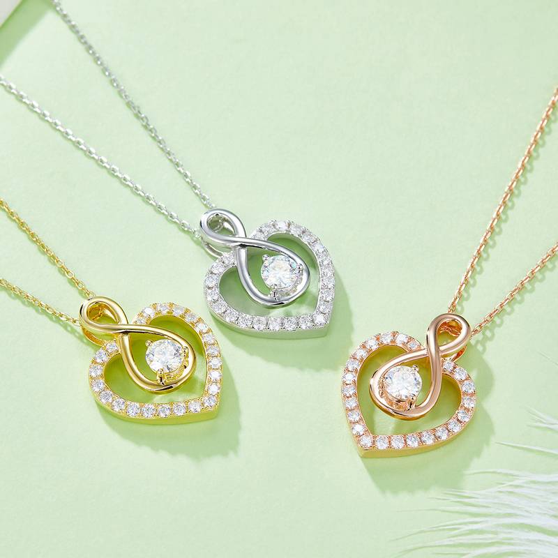 圆形主石无限的爱PendantS925银Moissanite厘石D级1.0ct